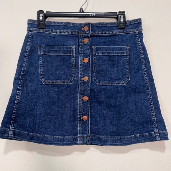 Madewell Dresses & Skirts - NWT Madewell Womens Stretch Denim A-Line Button Front Mini Skirt Blue Size 6 A3